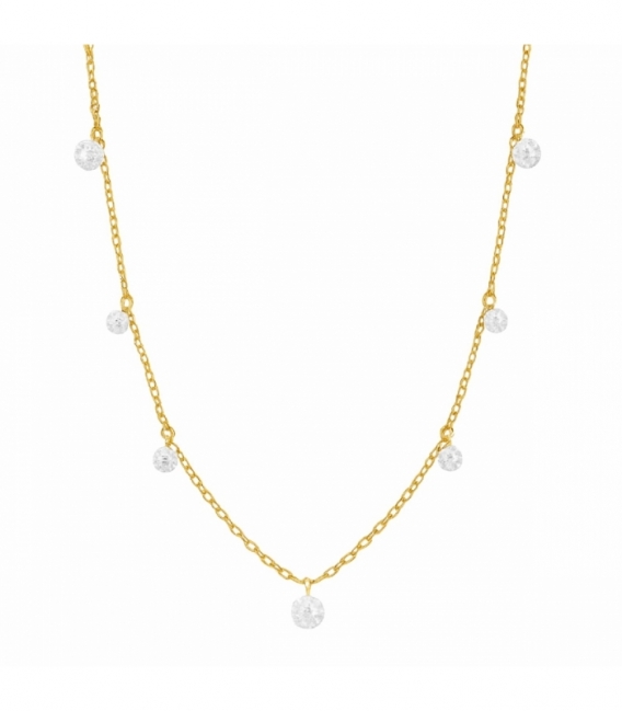 Gargantilla Plata 7 Circonitas 40+3,5cm Bañada