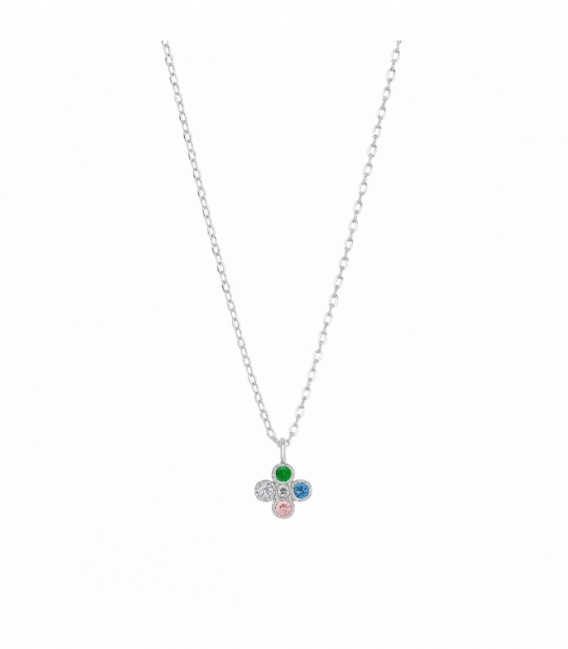 Gargantilla Plata Flor Circonitas 40+5cm