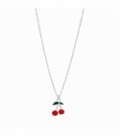 Collier Argent Cerises 40+5cm