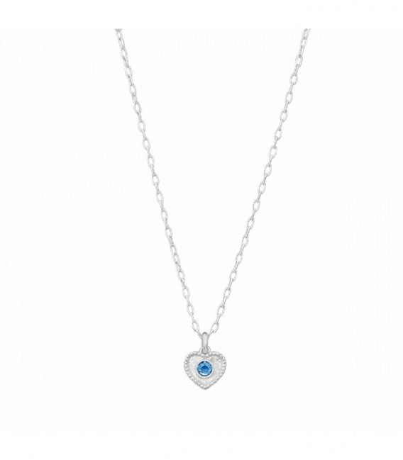 Gargantilla Plata Corazon Circonita Azul 40+5cm