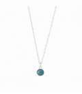 Collier Argent Email Turquoise 40+5cm
