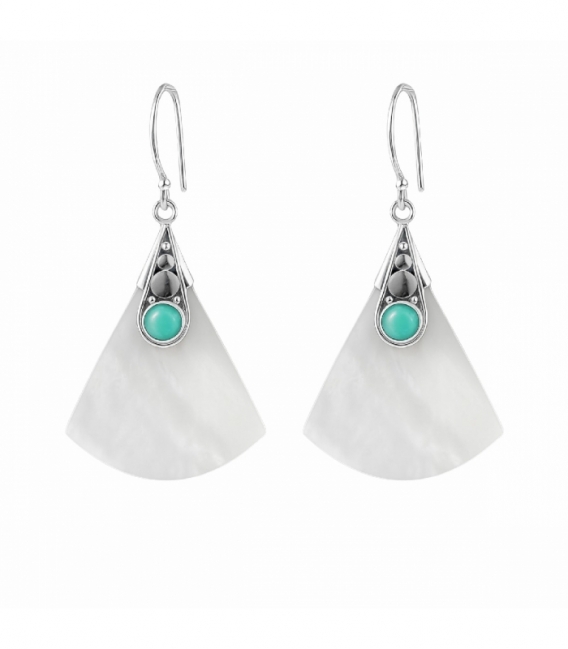 Pendiente Plata Nacar Filigrana Turquesa 30mm Precio Par