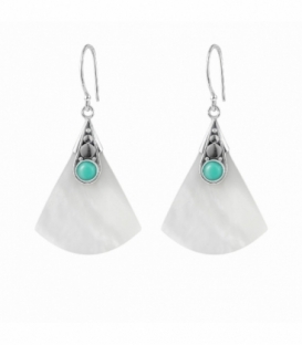 Pendiente Plata Nacar Filigrana Turquesa 30mm Precio Par