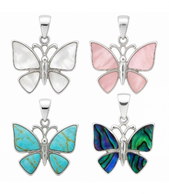Colgante Plata Mariposa Piedra 15mm