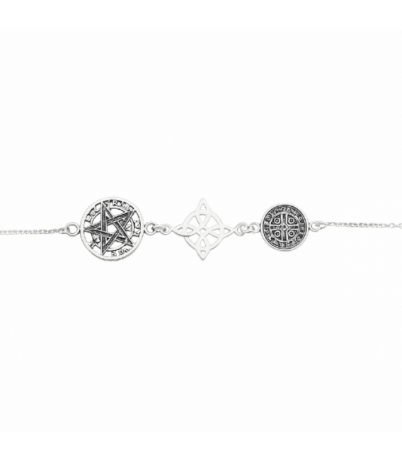 Pulsera Plata Triple Proteccion