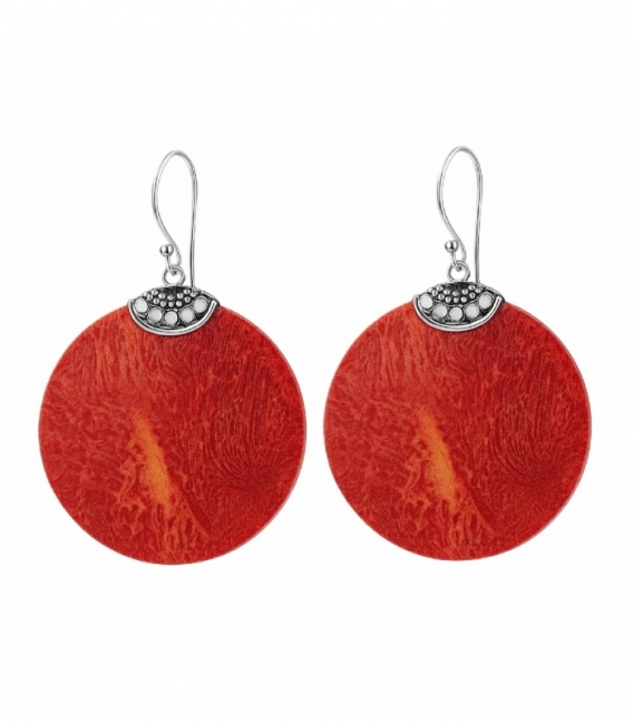 Pendiente Plata Coral Circulo Ø24mm Precio Par