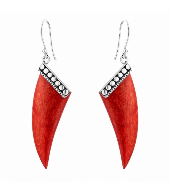 Pendiente Plata Cuerno Coral 39mm Precio Par