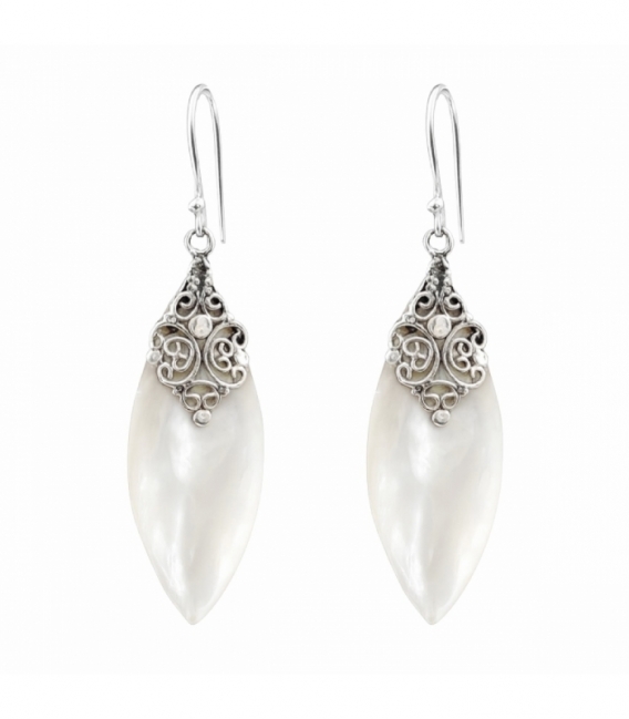 Pendiente Plata Nacar Filigrana 34mm Precio Par