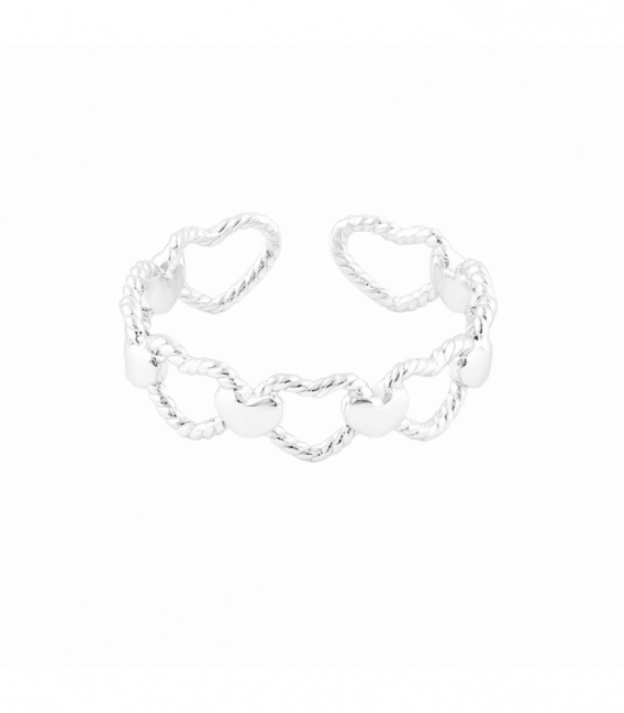 Anillo Plata Corazones