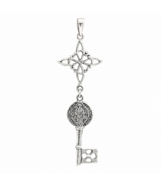 Pendentif Argent Nœud Sorcière Saint Benoît 53mm