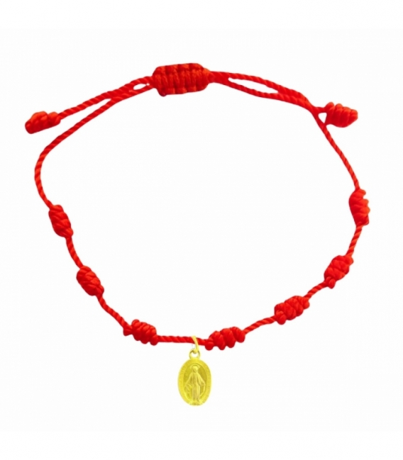 Pulsera Hilo Rojo 7 Nudos Virgen Bañado