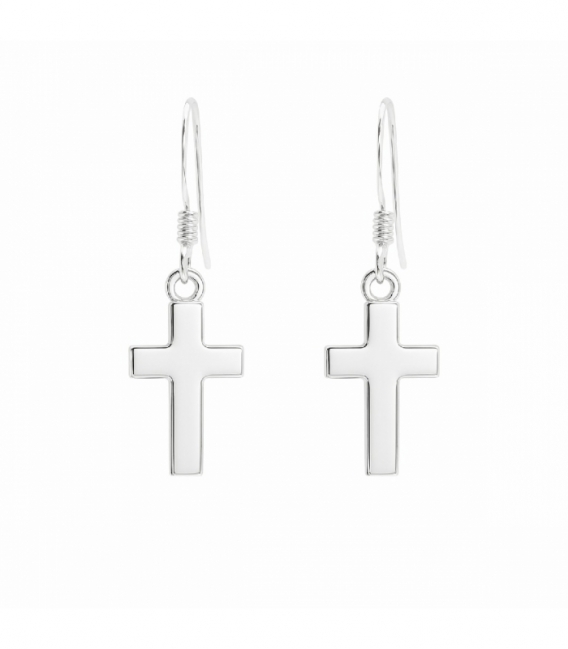 Pendiente Plata Cruz 13mm Precio Par