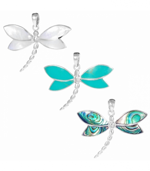 Colgante Plata Piedras Libelula 25mm