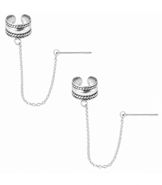 Cartilago Plata con Cadena Precio Par