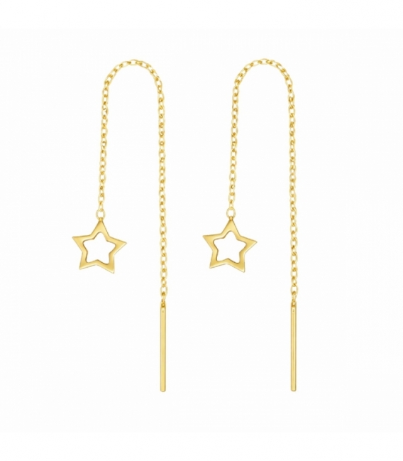 Pendiente Cadena Plata Estrella 9cm Bañado Precio Par