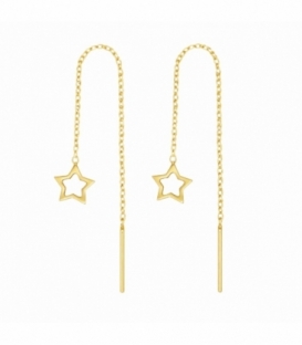 Pendiente Cadena Plata Estrella 9cm Bañado Precio Par