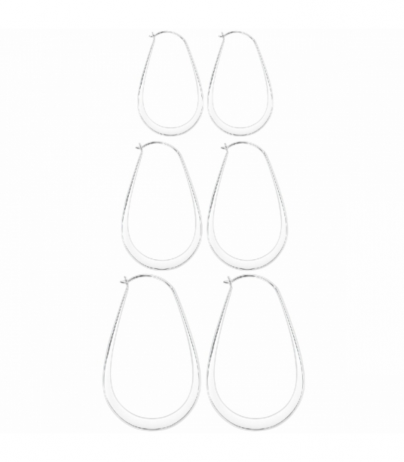 Aro Plata Ovalado Precio Par