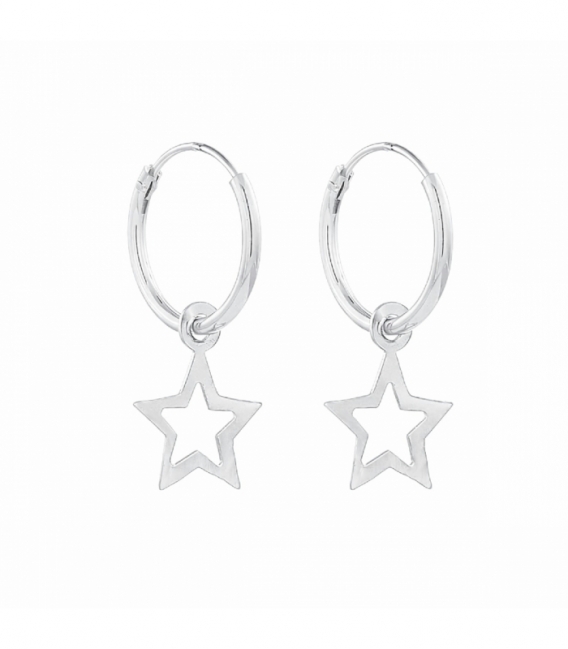 Aro Plata con Estrella Calada 12mm Precio Par