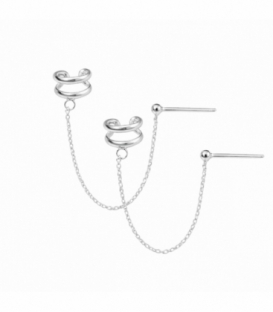 Cartilago Plata Dos Lineas con Cadena Precio Par