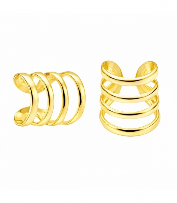 Cartilago Plata Cuatro Lineas Bañado Precio Par