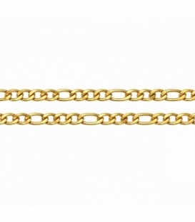 Chaîne Acier 316L Figaro 3+1 Plaquée Or 18K 55cm