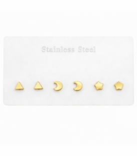 Pack 3 Boucles d’Oreilles Acier 316L Plaqué Or 18K