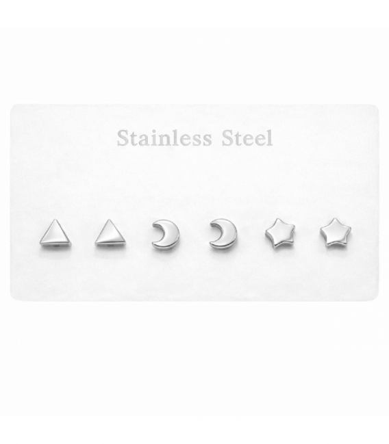 Pack 3 Boucles d’Oreilles Acier 316L Plaqué