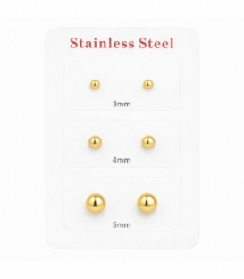 Pack 3 Pendientes Acero 316L Bañado en Oro 18K