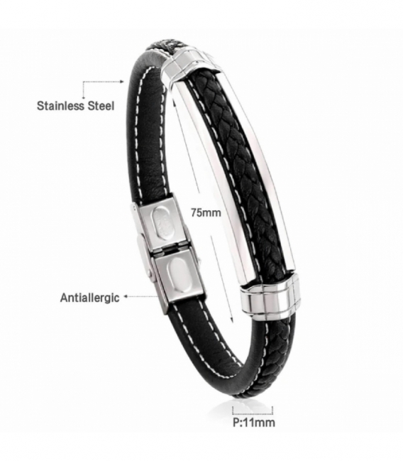 Bracelet en Cuir et Acier 316L