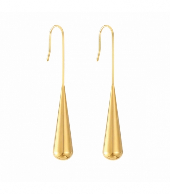 Boucles d’oreilles Acier 316L Goutte Recouver d'Or 18K Prix Paire