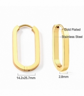 Boucles d’oreilles Acier 316L Ovale Recouver d'Or 18K Prix Paire