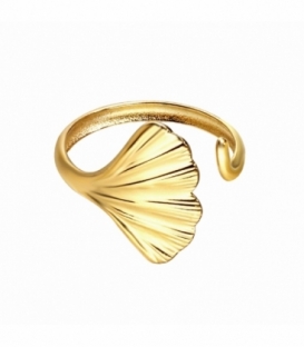 Bague Acier 316L Ginkgo Biloba Recouvert d'Or 18K