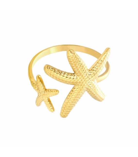 Bague Acier 316L Éloite de Mer Recouvert d'Or 18K