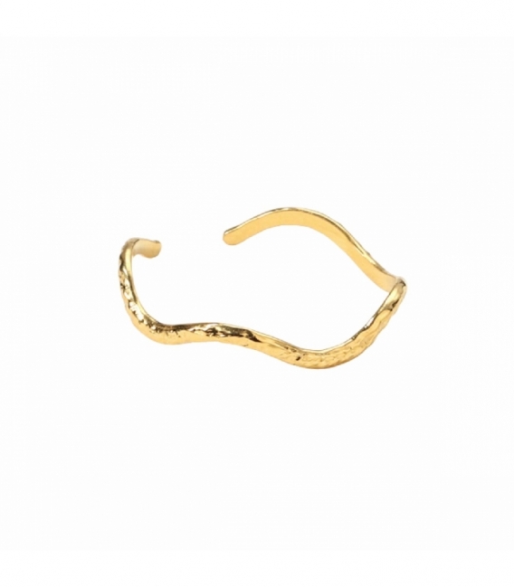 Bague Acier 316L Ondulée Recouvert d'Or 18K