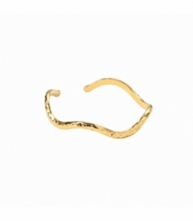 Bague Acier 316L Ondulée Recouvert d'Or 18K