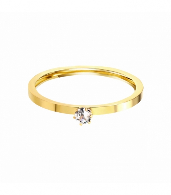 Bague Acier 316L Zircone Recouvert d'Or 18K