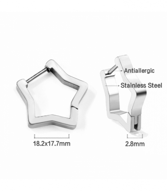 Boucles d’oreilles Acier 316L Étoile Prix Paire