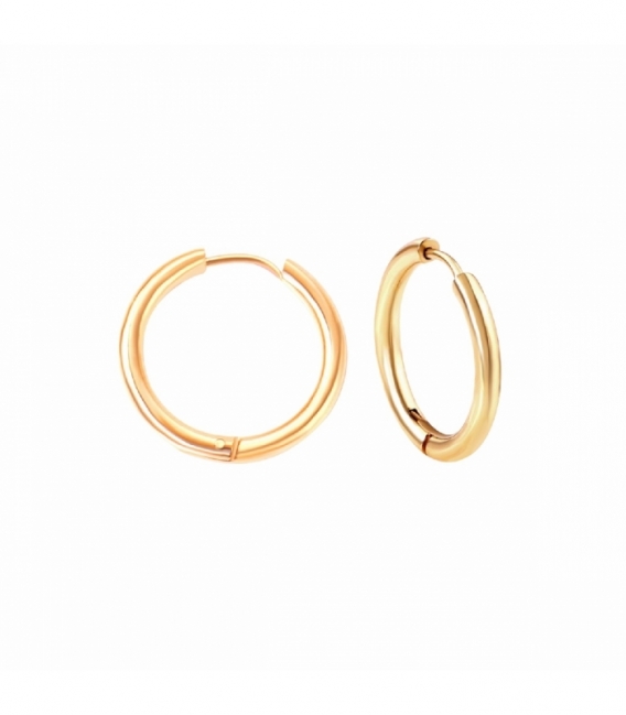 Boucles d’oreilles Acier 316L Créoles Lisses Groseur 2.5mm Recouver d'Or 18K Prix Paire