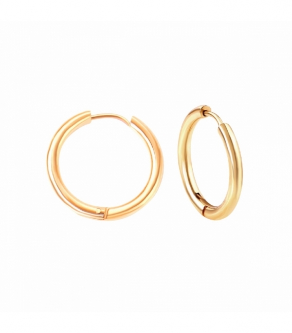 Boucles d’oreilles Acier 316L Créoles Lisses Groseur 2.5mm Recouver d'Or 18K Prix Paire