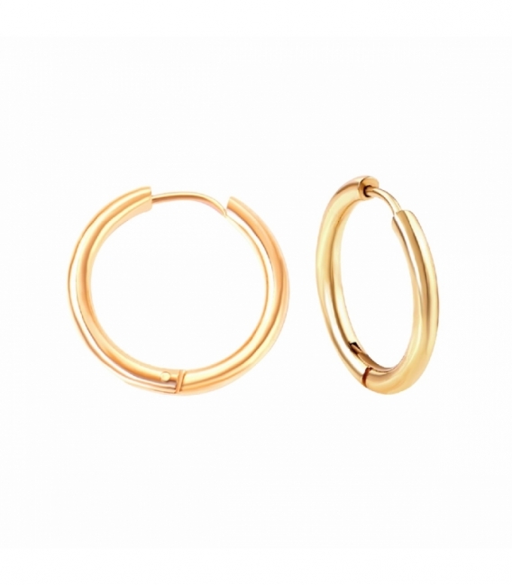 Boucles d’oreilles Acier 316L Créoles Lisses Groseur 2.5mm Recouver d'Or 18K Prix Paire