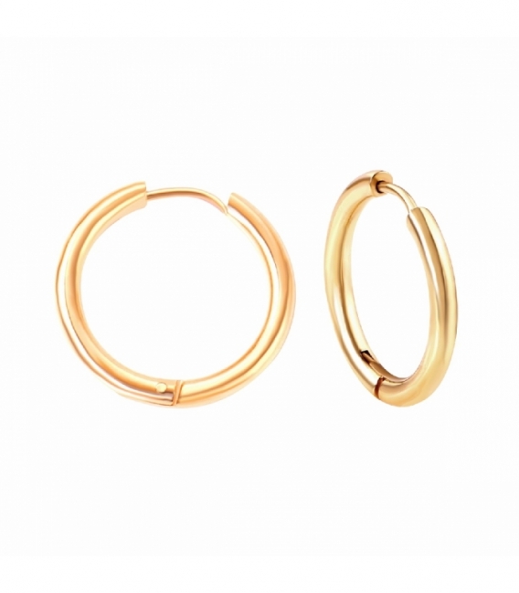 Boucles d’oreilles Acier 316L Créoles Lisses Groseur 2.5mm Recouver d'Or 18K Prix Paire