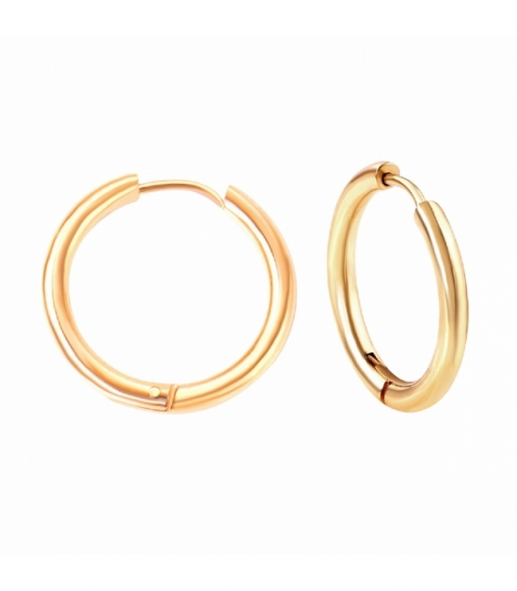 Boucles d’oreilles Acier 316L Créoles Lisses Groseur 2.5mm Recouver d'Or 18K Prix Paire