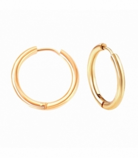 Boucles d’oreilles Acier 316L Créoles Lisses Groseur 2.5mm Recouver d'Or 18K Prix Paire