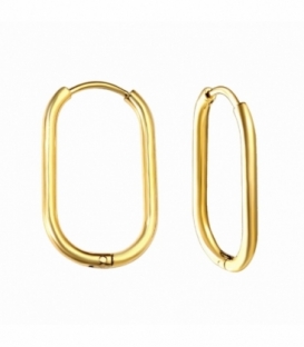 Boucles d’oreilles Acier 316L Ovale Groseur 2mm Recouver d'Or 18K Prix Paire