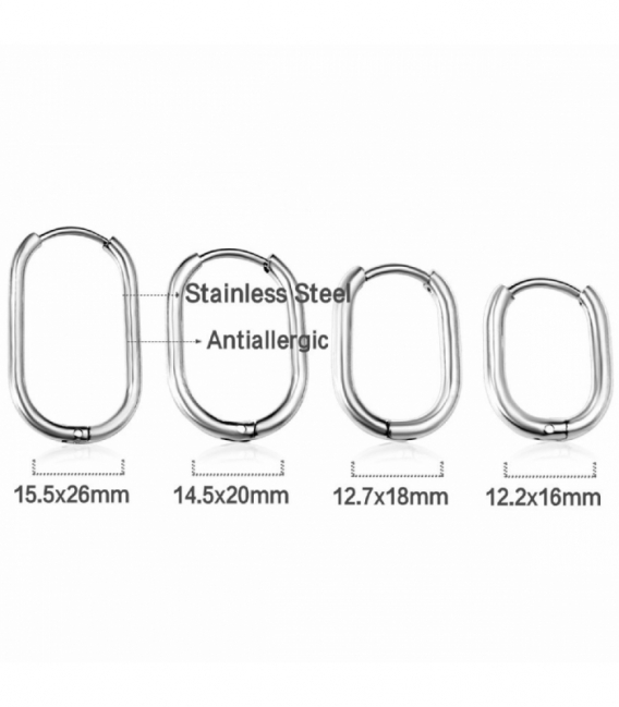 Boucles d’oreilles Acier 316L Ovale Groseur 2mm Prix Paire