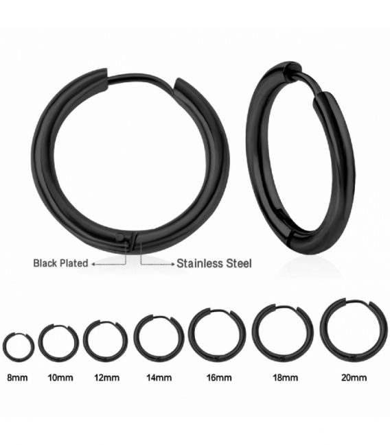 Pendiente Acero 316L Negro Grosor 2.5mm Precio Par