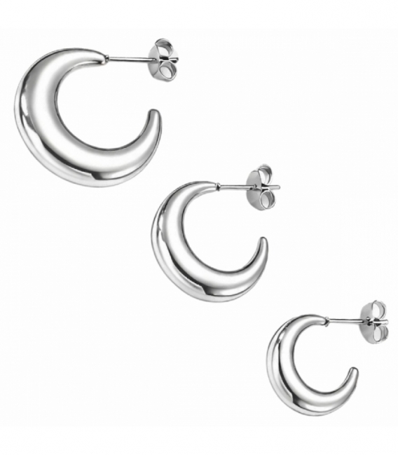 Boucles d’oreilles Acier 316L Demi-Lune Groseur 2.5mm Prix Paire