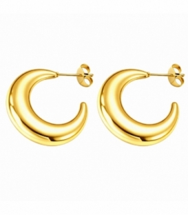 Boucles d’oreilles Acier 316L Demi-Lune Groseur 2.5mm Recouver d'Or 18K Prix Paire