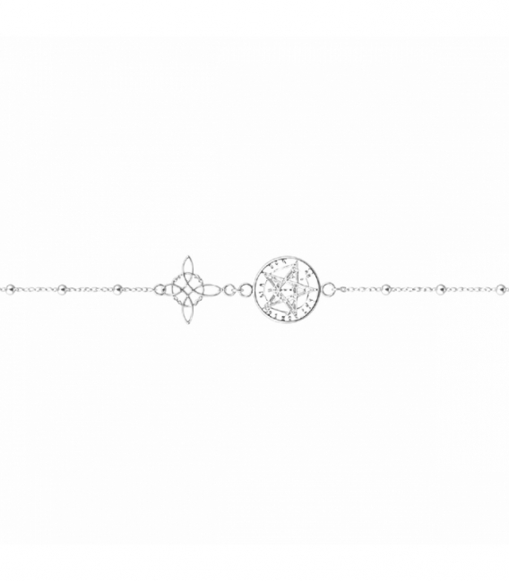 Pulsera Plata Tetragramaton Nudo Bruja 17+3cm