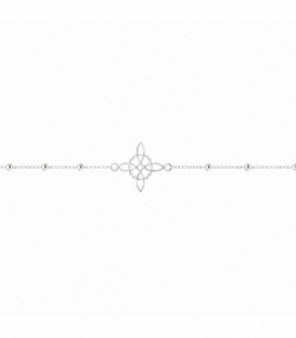 Pulsera Plata Bolitas Nudo Bruja 17+3cm